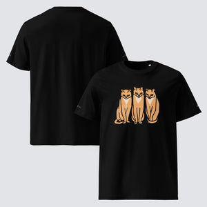 Julie de Graag Three Cats Organic Cotton T-Shirt in Black