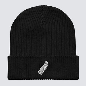 The Gabrielli Wing Organic Cotton Beanie in Black