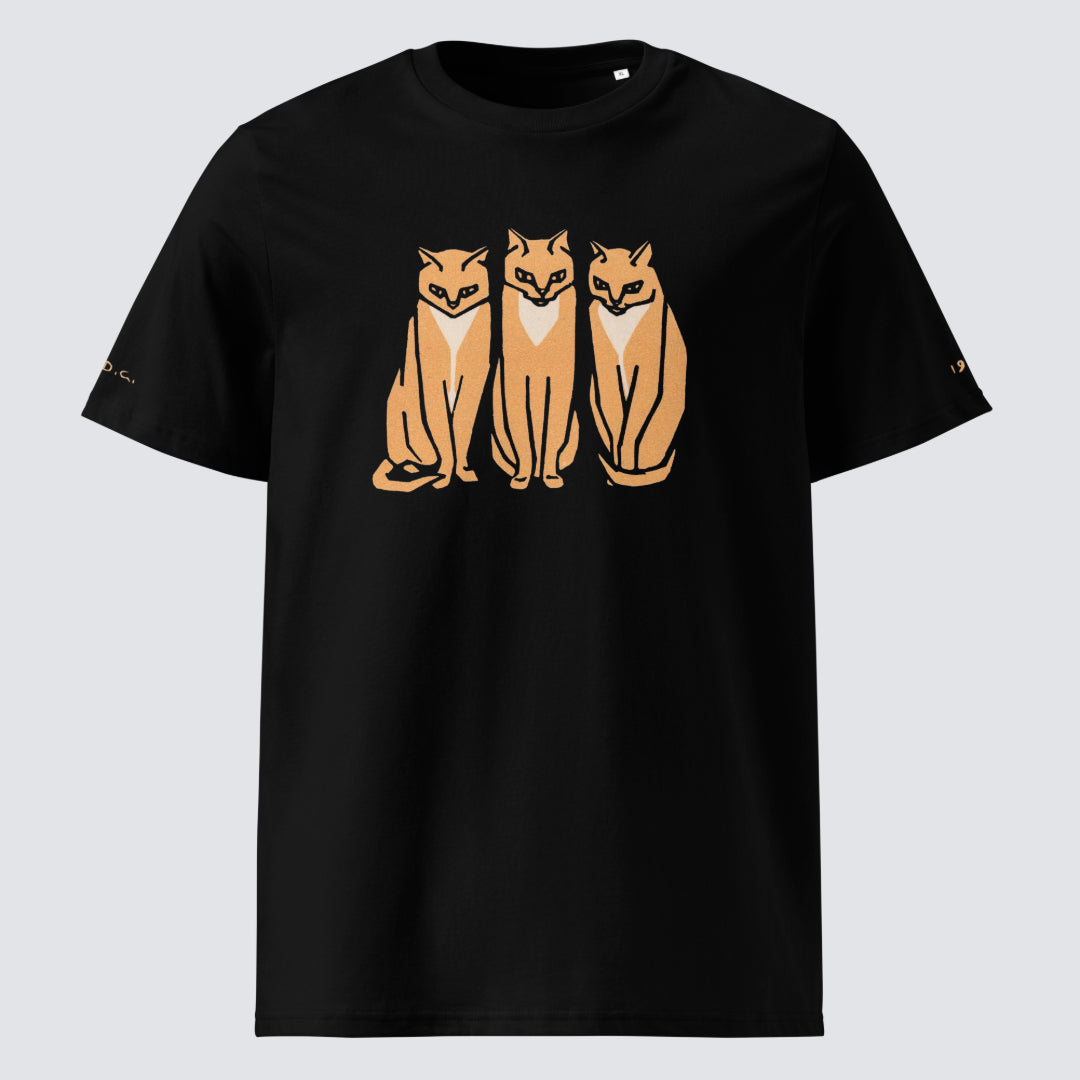 Julie de Graag Three Cats Organic Cotton T-Shirt in Black
